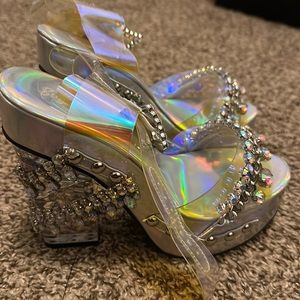 Sugar thrillz platform holographic heels